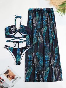 Conjunto <span class=keywords><strong>de</strong></span> <span class=keywords><strong>Bikini</strong></span> <span class=keywords><strong>de</strong></span> Tres Piezas para Mujer con Falda <span class=keywords><strong>de</strong></span> Playa, Traje <span class=keywords><strong>de</strong></span> Baño Estampado Sexy, <span class=keywords><strong>Bikini</strong></span> con Protección Solar Estilo <span class=keywords><strong>Pasarela</strong></span> - Product Image 6