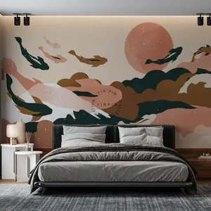 日本鱼皮贴壁纸3d家居装饰壁画壁纸