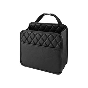 Bolsa de almacenamiento para coche, organizador multifuncional de cuero para respaldo de asiento, 5L, con asa, color negro - Product Image 2