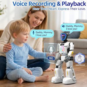 Robot jouet interactif pour enfants EPT avec détection gestuelle, enregistrement vocal, lecture, visages LED, musique, marche, danse et télécommande - Product Image 5