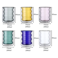 Set Cangkir Kaca Dinding Ganda Bebas Timbal Grosir dengan Gagang 250ml/400ml, Transparan, Dapat Digunakan Kembali, Gaya Bunga untuk Kopi, Susu, Teh, Jus