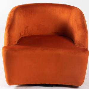 Sillón moderno de gran tamaño Sillón de terciopelo de color naranja francés y base giratoria - Product Image 3