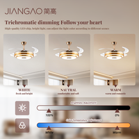 Nouveau Ventilateur de Plafond Luxueux et Moderne Rétractable de 36/42/48 Pouces avec Lumière LED, Bluetooth Intelligent et Haut-parleur