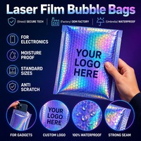 Enveloppes d'expédition rembourrées holographiques en feuille métallique laser colorée personnalisées OEM, sacs à bulles, enveloppes à bulles