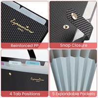 Organizador de Archivos Tipo Acordeón Sooez, Material PP, Impresión UV, Tamaño A4, 5 Bolsillos, Carpetas Expandibles con Etiquetas, Portátil para Documentos/Recibos