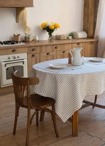 1cm Yarn Dyed <strong>Stripe</strong> Linen <strong>Table</strong> <strong>Cloth</strong> French Washed Pure Linen Napkin Home Dining Decor Custom Size <strong>Table</strong> Linen - Product Image 4