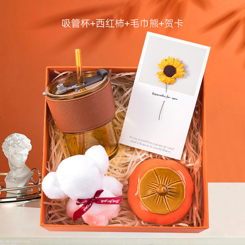 Tasse à café, tomate, serviette, ensemble de cartes de vœux ours (4 pièces)