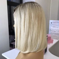 Perruques en cheveux humains 613 Platine Blanc avec fermeture en dentelle 4x4, perruques frontales en dentelle transparente pour femmes, perruques courtes coupe bob 10"-30"