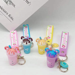 Regali promozionali per ragazze per bambini <span class=keywords><strong>all</strong></span>'ingrosso carino adorabile 2d 3d Boba Milk Tea Milktea Design portachiavi in Silicone PVC portachiavi - Product Image 3