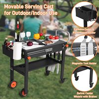 Table de barbecue portable en aluminium léger, moderne, pliable, chariot de barbecue robuste avec grande surface de cuisson, mobilier d'extérieur