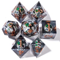 Ensemble de dés D&D en résine sculptée avec logo personnalisé, 7 pièces, Dragons & Dungeons, écologique, taille standard, jeu de table, cadeau