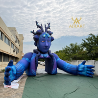 Nouvelle Arche Gonflable Bleue à Motifs pour Scène, Décoration de Festival de Musique, Dieu/Goddess Gonflable pour Fête d'Halloween sur la Plage