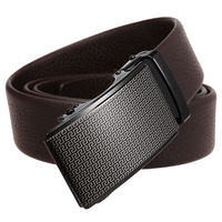 Ceinture automatique en cuir véritable pour homme, motif géométrique clé grecque, boucle coulissante sans trou, ceinture de costume réglable en cuir de vachette grainé litchi