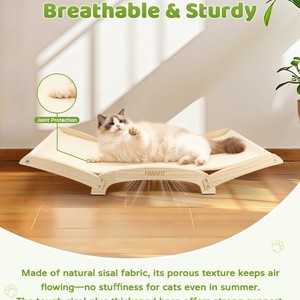 Wooden Cat <b>Bed</b> Recliner Sisal Rectangle Anti Scratch For Cats Home Use Four Seasons - Product Image 3