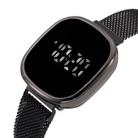 Jam Tangan Digital LED 6083 Jam Tangan Pria Display Led Putih Jam Tangan Layar Sentuh Gelang Mesh Layar Sentuh