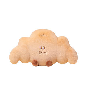 Oreiller de <span class=keywords><strong>croissant</strong></span> de baguette de <span class=keywords><strong>dessin</strong></span> animé mignon, dossier de peluche, soutien lombaire, sieste, couverture de climatisation, oreiller 2-en-1 - Product Image 1