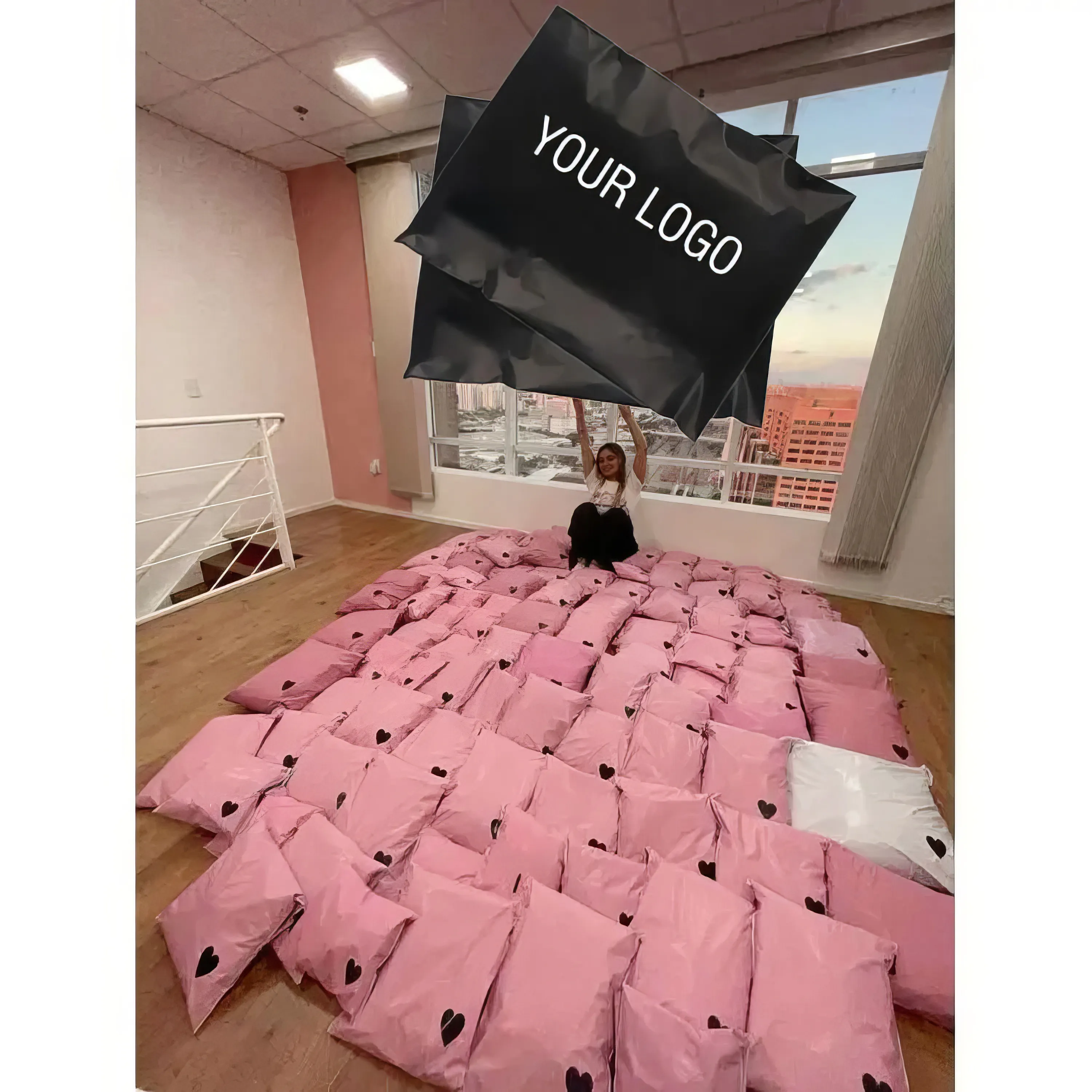 Benutzer definiertes Logo 100% kompost ierbare Öko-Kunststoff verpackung Carrie Poly mailer Mailing Poly Versand Mailer Tasche Umschläge für Kleidung