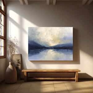 Pintura Texturizada, Arte Contemporáneo para Pared, Lienzo, Pintura al Óleo de Atardecer sobre Lago Sereno, Reflejos de Agua Tranquila, Arte para el Hogar y la Galería - Product Image 3