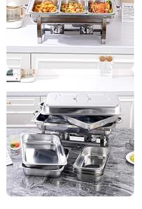 2026 <b>Buffet</b> Food Warmer 9 Sets Stainless Steel Pot Alcohol-Fueled 9L 12-Hour Heating Silver Color Wedding Party <b>Table</b> Setting - Product Image 2