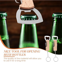 Porte-clés en bois avec logo, tire-bouchon en acier inoxydable, décapsuleur de serveur, cadeaux de Noël, pour bar, fête, mariage, maison