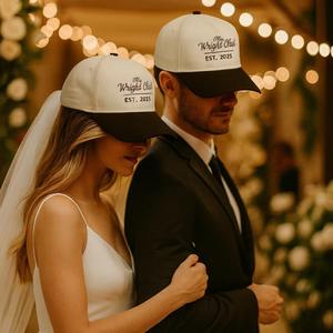 หมวกเบสบอลปักลายอักษรภาษาอังกฤษสำหรับงานแต่งงาน ลายจุด สไตล์สปอร์ต ทันสมัย ใส่ได้ทั้งชายและหญิง สำหรับเจ้าบ่าวเจ้าสาว - Product Image 1