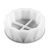 Moule en silicone 3D facile à utiliser, grand modèle élaboré de cylindre triangulaire à face ondulée et brillante pour le bricolage, vase en pot de résine de ciment