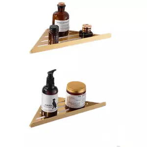 <span class=keywords><strong>Mensola</strong></span> Angolare per <span class=keywords><strong>Doccia</strong></span> a Due Ripiani a Forma di Triangolo Montata a Parete in Oro Spazzolato - Product Image 1