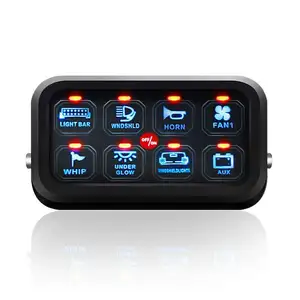Universal 8 Way Eight Gang Panel Switch 8 Gang LED Switch Panel Slim Touch Control Panel Box with Harness