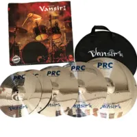 Ensemble de cymbales en alliage de couleur argent poli Vansir série PRC 14''HH+16'' Crash+18'' Crash+20'' Ride+sac à cymbales