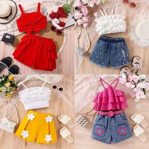 Lote Mixto al por Mayor de Ropa de Verano para Niños, Conjuntos de Boutique para Bebés y Niños Pequeños, Conjuntos de 2 Piezas con Falda, Camiseta y Pantalones Cortos - Product Image 2