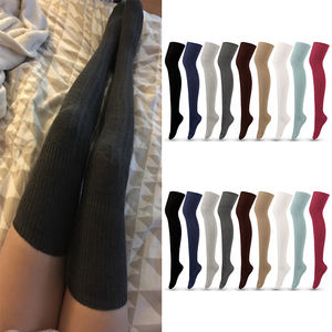 Vente en gros de chaussettes longues et hautes personnalisées pour femmes, chaussettes thermiques d'hiver en coton pour jeunes femmes, chaussettes hautes pour dames - Product Image 1