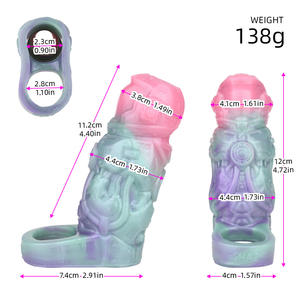 SHAZ New Style Hohl Silikon <span class=keywords><strong>Penis</strong></span> Abdeckung Fantasy Hahn Ärmel Flexible Dildo Ärmel <span class=keywords><strong>Penis</strong></span> Abdeckung für männliche Enhancer <span class=keywords><strong>Sex</strong></span> Bondage - Product Image 6