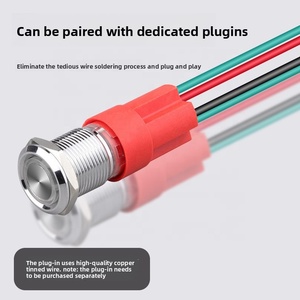 Küçük Yüksek Akımlı IP65 Su Geçirmez Pirinç Paslanmaz Çelik Düğme Anahtarı 12mm Işıklı Kendinden Kilitlemeli Kendinden Sıfırlamalı Güç Başlatma - Product Image 4