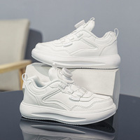 Baskets en maille résistantes pour enfants, vente en gros, chaussures de sport souples blanches pour garçons et filles, chaussures décontractées pour enfants à bouton rotatif