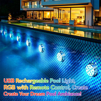 Lampe de piscine solaire DC IP68 RGB blanc chaud, bande détachable, intensité réglable, télécommande, couleurs changeantes, transparente, pour la nuit
