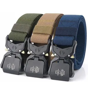 Factory Price 3.8cm Mens Tactical Elastic Belt Quick Release Metal Buckle Woven Stretch Belts Outdoor Work Belts Custom Logo