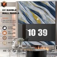 Panneau mural décoratif moderne 8021 B1, ignifuge, en PVC, imitation pierre, pour hôtels, chambres, salons, revêtement en marbre UV