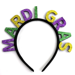 2025 Mardi Gras diadema púrpura verde oro brillo estrella <span class=keywords><strong>fleur</strong></span>-<span class=keywords><strong>de</strong></span>-<span class=keywords><strong>lis</strong></span> Headbopper carnaval diadema accesorios para el cabello - Product Image 3