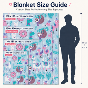 Selimut Flanel Desain Natal Custom Print Llama Sloth Lucu, Lembut dan Hangat untuk Anak, Tempat Tidur, Sofa, Perjalanan, Hadiah - Product Image 4