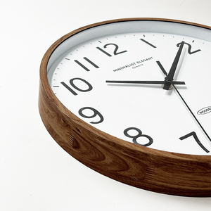 Yeni ahşap tahıl plastik duvar saati sessiz moda İskandinav yuvarlak sessiz basit özel saat üreticisi - Product Image 3