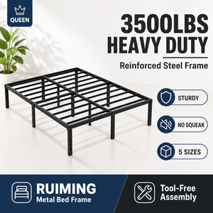 Heavy Duty Metal <strong>Bed</strong> <strong>Frame</strong> 3500lbs Steel <strong>Platform</strong> <strong>Bed</strong> Base Easy Assembly No Box Spring Required Factory Direct - Product Image 1
