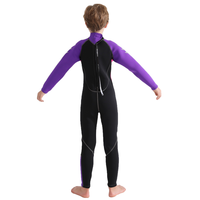 DIVESTAR Wetsuit Anak Lengan Panjang 2.5mm Neoprene Anti-UV Bernapas dengan Ritsleting Belakang dan Logo Depan Khusus untuk Surfing, Snorkeling, dan Berenang