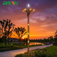 Serie de Lámparas Clásicas Ornamentales BSW, Lámpara de Flor de Loto con Poste de Acero Resistente para Decoración de Calles Municipales