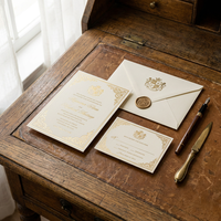 Juego de Invitaciones de Boda de Lujo con Diseño Personalizado, Elegantes Tarjetas de Papel con Lámina Dorada para Fiestas de Boda, Tarjeta de Felicitación