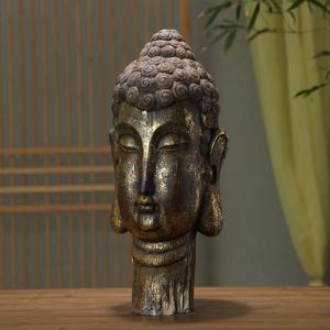 Tête de <span class=keywords><strong>Bouddha</strong></span> sculptée à la main en résine de haute qualité, processus de sculpture sur <span class=keywords><strong>bois</strong></span> vieilli, statue de <span class=keywords><strong>Bouddha</strong></span> personnalisable, décoration tendance - Product Image 1