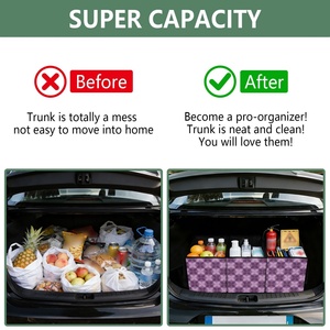 Organizadores de Maletero Plegables Impermeables de Nailon con Diseño Ulu Púrpura Hawaiano, Organizador de Coche, Bolsas de Compras Reutilizables con Impresión Personalizada - Product Image 4