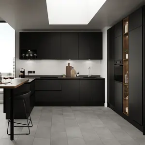 BAINENG Italian Smart Stainless Steel Ideas Black Kitchen Cabinets Ready to Assemble for Home and Kitchen Furniture