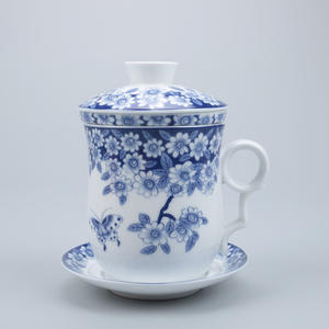 Vintage <span class=keywords><strong>Jingdezhen</strong></span> Style Pastell Office <span class=keywords><strong>Cup</strong></span> Chinesische Retro Porzellan Tee becher mit Deckel Filter Keramik Kaffee Untertassen Set - Product Image 2
