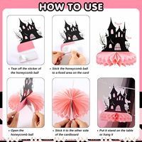Centres de table Trick or Treat pour décorations de fête d'Halloween et d'anniversaire, centres de table nid d'abeille rose « Boo » pour fête d'Halloween