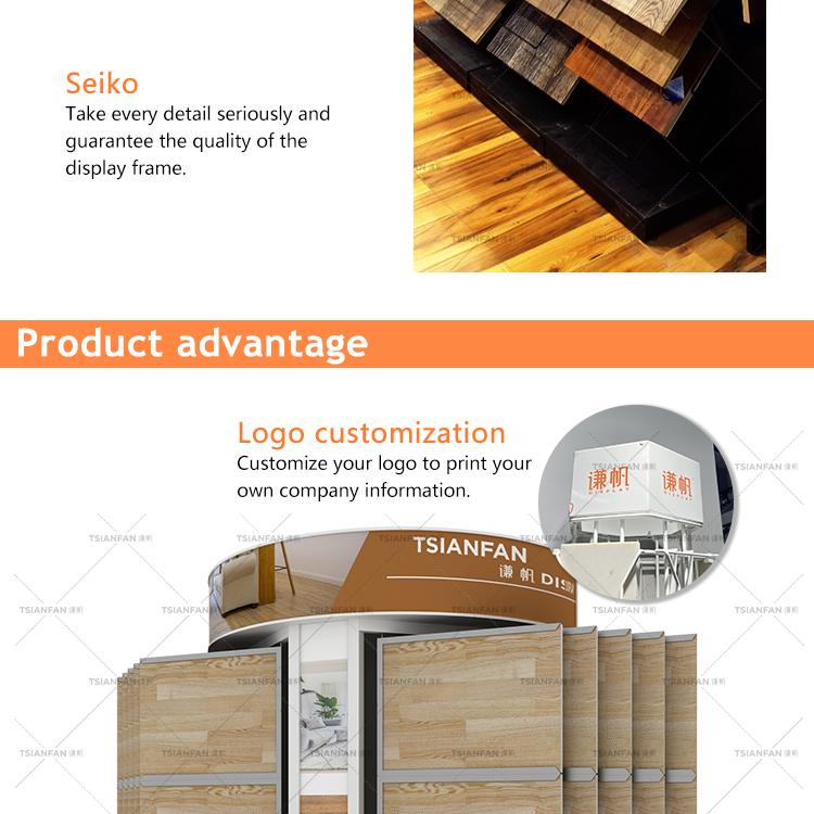 Modern Style Showroom Turn Page Metal Multi-Layer Floor Rack Wood Display Stands Parquet Tile Rack Wooden Flooring Sample Stand